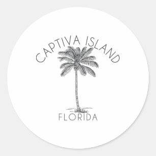 Sticker Rond Illustration d'arbre de palmier de design de plage