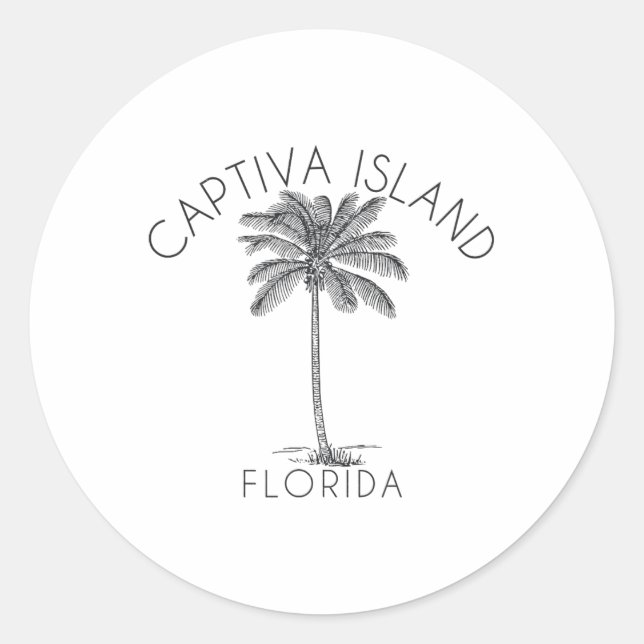 Sticker Rond Illustration d'arbre de palmier de design de plage (Devant)