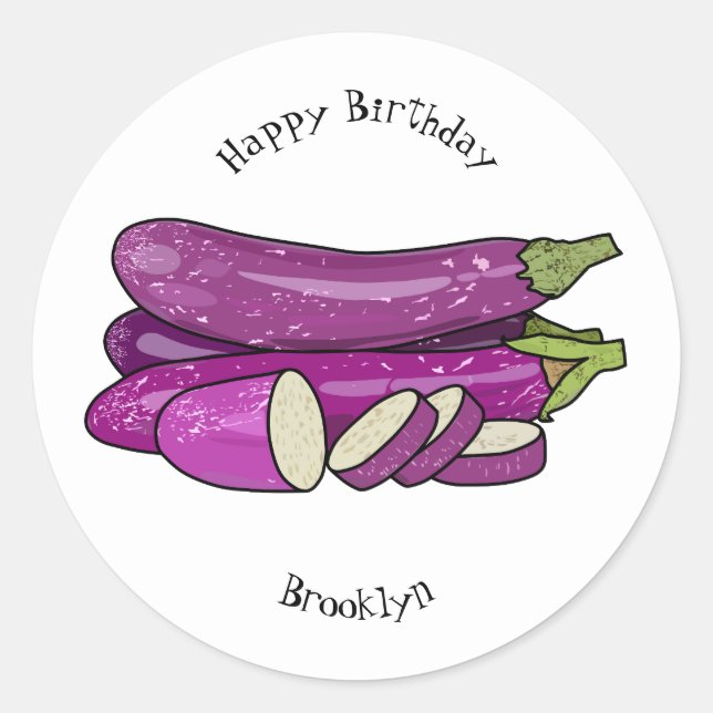 Sticker Rond Illustration d'aubergine (Devant)