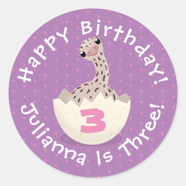 Sticker Rond Illustration d'autruche pour bébé à couver mignon (Devant)