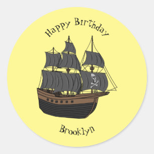 Sticker Rond Illustration de bateau pirate