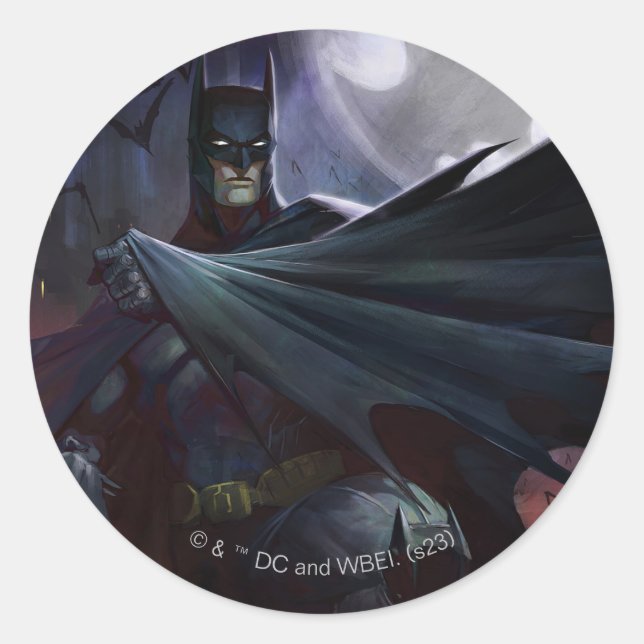 Sticker Rond Illustration de Batman sur la crise infinie (Devant)