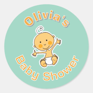 Sticker Rond Illustration de bébé mignon Fête de bébé personnal