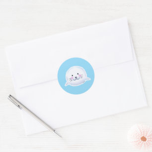 Sticker Rond Illustration de bébé phoque mignon et duveteux