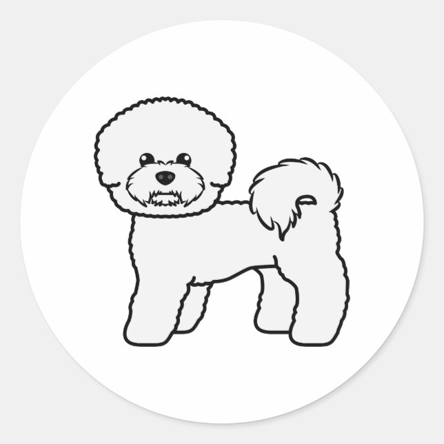 Sticker Rond Illustration de Bichon Frise Cute Cartoon Dog (Devant)