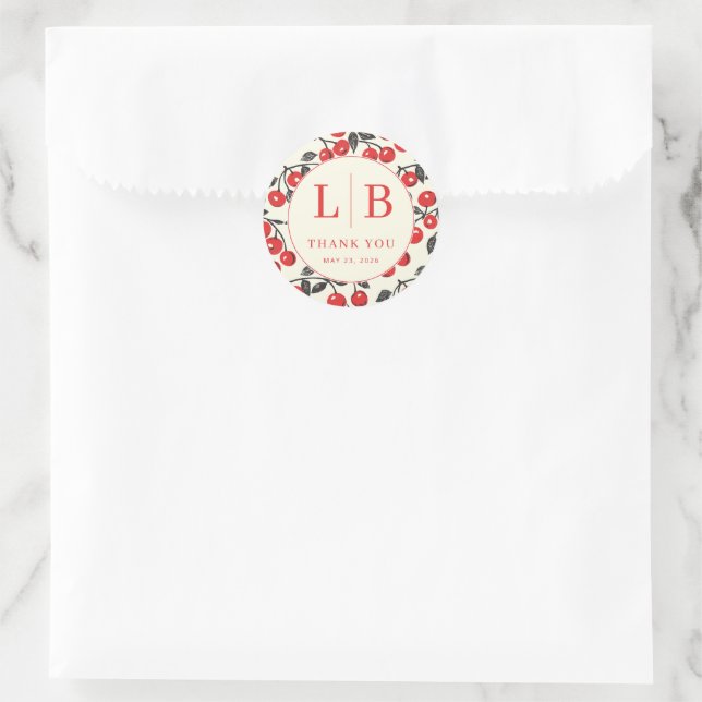 Sticker Rond Illustration de cerise rouge joyeuse (Sac)