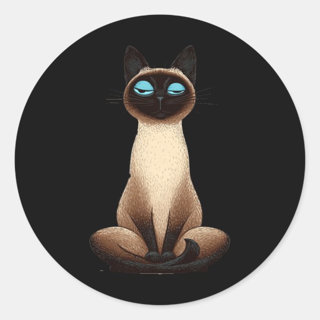 Sticker Rond Illustration de chat de yoga mignon _1  (Devant)