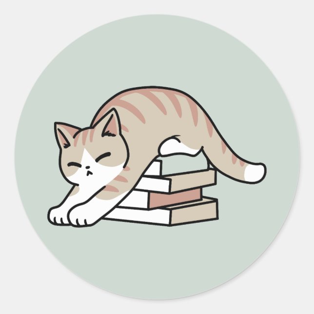 Sticker Rond Illustration de chat Lover - Curled Up & Cosy (Devant)