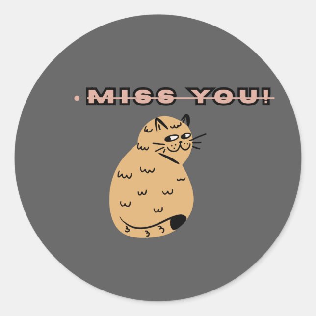 Sticker Rond Illustration de chat mignon qui me manque | Chat t (Devant)