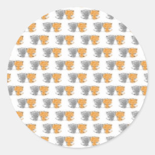 Sticker Rond Illustration de chatons adorables et duveteux - Ar