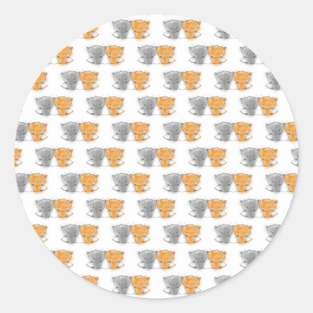 Sticker Rond Illustration de chatons adorables et duveteux - Ar (Devant)