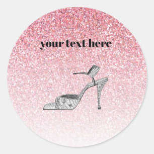 Sticker Rond Illustration de chaussure personnalisée mode paill