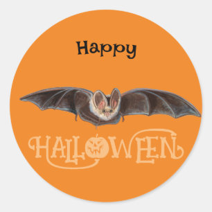Sticker Rond Illustration de Chauve-souris Pipistrelle Joyeux H
