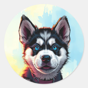 Sticker Rond Illustration de Chien Chien Chien Chien Chien Cot