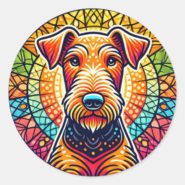 Sticker Rond Illustration de chien coloré (Devant)