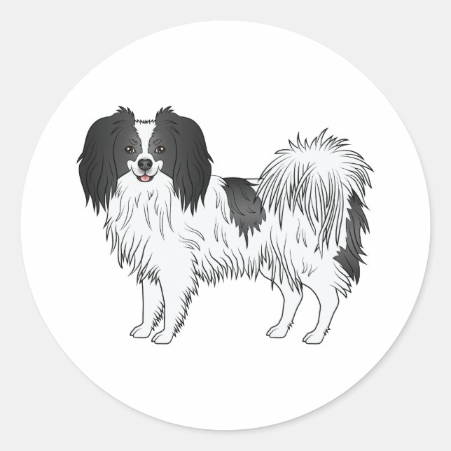 Sticker Rond Illustration de chien de dessin animé Phalène noir (Devant)
