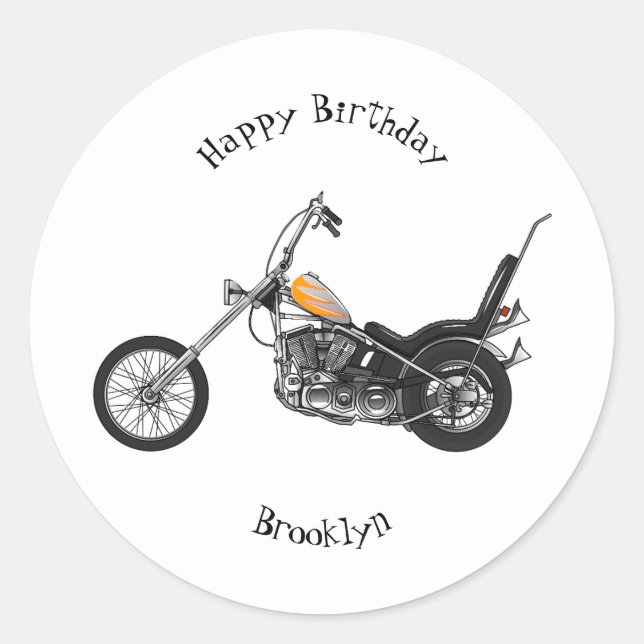 Sticker Rond Illustration de Chopper Motorcycle 1950 (Devant)