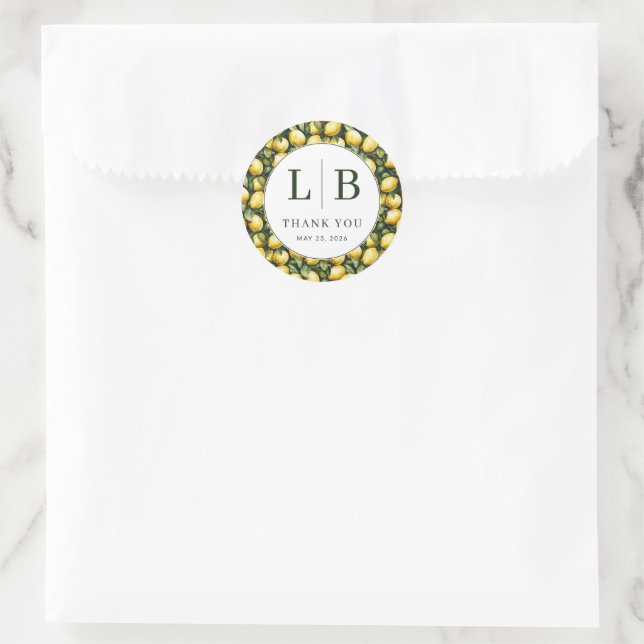 Sticker Rond Illustration de citron jaune joyeux (Sac)