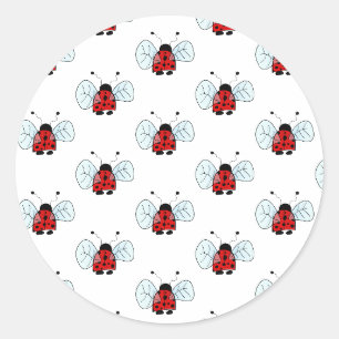 Sticker Rond Illustration de coccinelle mignonne
