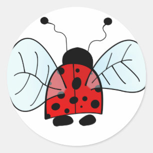 Sticker Rond Illustration de coccinelle mignonne