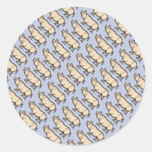 Sticker Rond Illustration de cochon antique mignon vintage