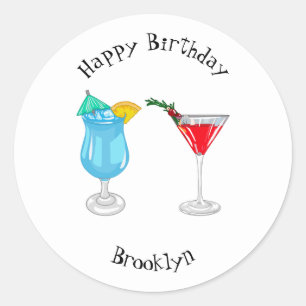 Sticker Rond Illustration de cocktail
