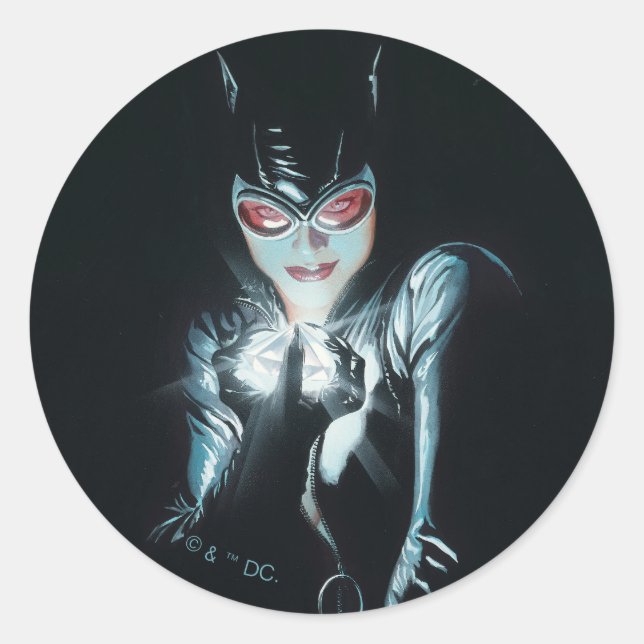 Sticker Rond Illustration de couverture de Batman Catwoman Face (Devant)