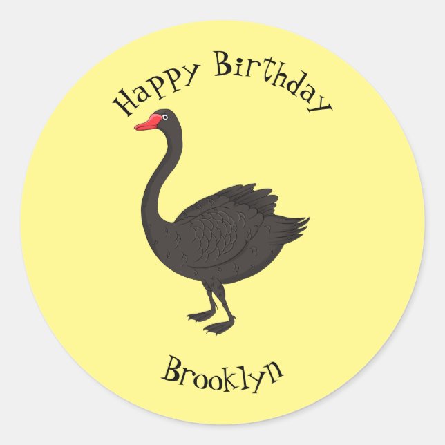 Sticker Rond Illustration de cygne noir (Devant)
