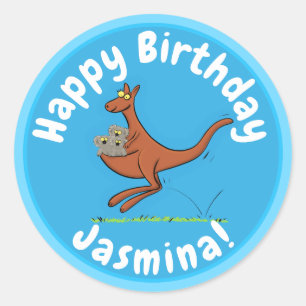 Sticker Rond Illustration de dessin animé Cute kangaroo et koal