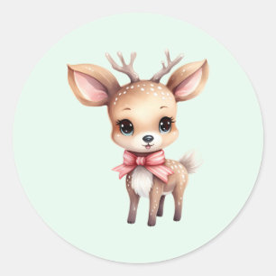 Sticker Rond Illustration de dessin animé de cerfs de bébés mig