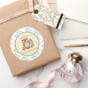 Sticker Rond Illustration de dessin animé de chouette mignonne 