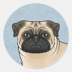 Sticker Rond Illustration de dessin animé de tête de chien Carl