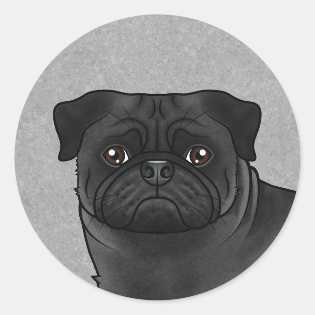 Sticker Rond Illustration de dessin animé de visage de chien Ca (Devant)