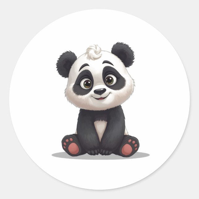 Sticker Rond Illustration de dessin animé d'ours panda assis (Devant)