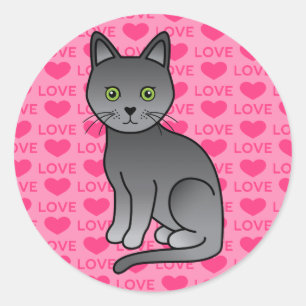 Sticker Rond Illustration de dessin animé mignon de chat Korat