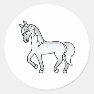 Sticker Rond Illustration de dessin animé mignon de cheval trot