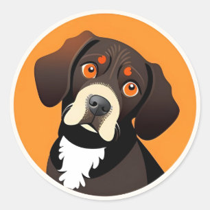 Sticker Rond Illustration de dessin animé mignon d'un chiot
