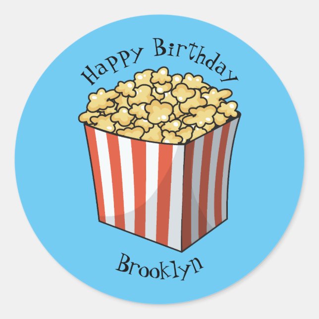 Sticker Rond Illustration de dessin animé Popcorn (Devant)