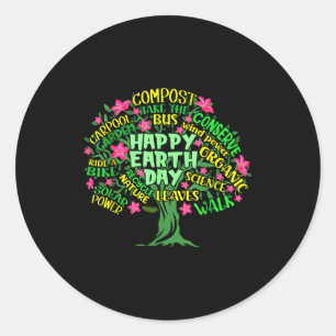 Sticker Rond Illustration de dessin d'arbre pour la Journée de