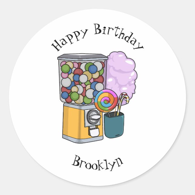 Sticker Rond Illustration de dessin de bonbon (Devant)