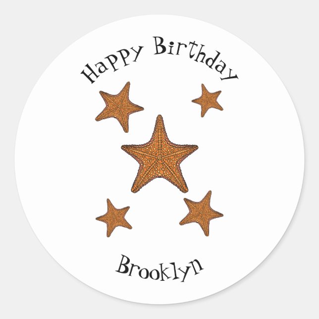 Sticker Rond Illustration de dessin de Starfish (Devant)