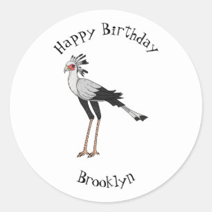 Sticker Rond Illustration de dessin du secrétaire pour oiseaux