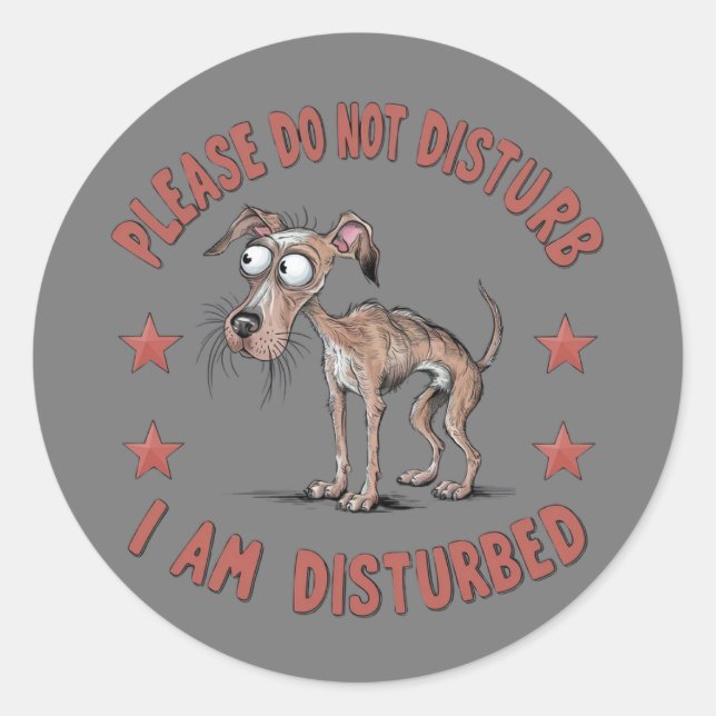 Sticker Rond Illustration de dessin représentant un chien débra (Devant)