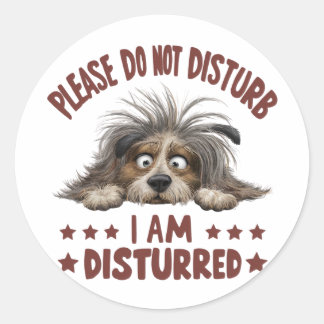 Sticker Rond Illustration de dessin représentant un chien débra