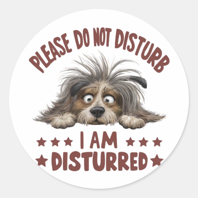Sticker Rond Illustration de dessin représentant un chien débra (Devant)