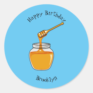 Sticker Rond Illustration de dessin sur le miel