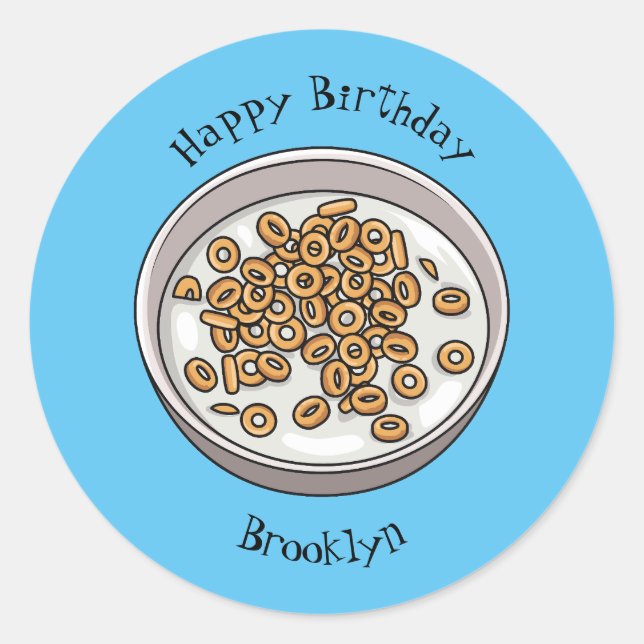 Sticker Rond Illustration de dessin sur les céréales (Devant)