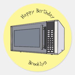 Sticker Rond Illustration de dessin sur micro-ondes