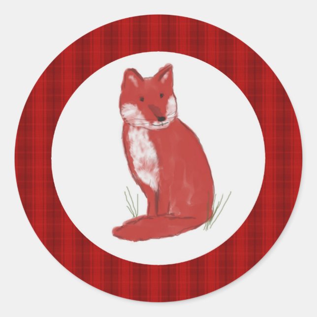 Sticker Rond Illustration de Fox rouge avec l'autocollant de (Devant)