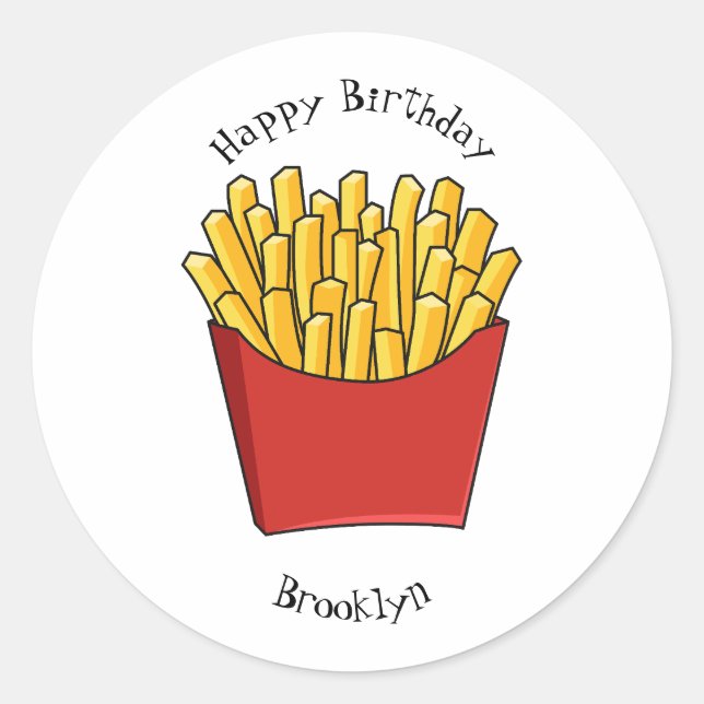 Sticker Rond Illustration de frites (Devant)